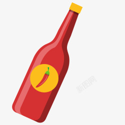 红色酱料卡通辣椒酱的瓶子矢量图高清图片