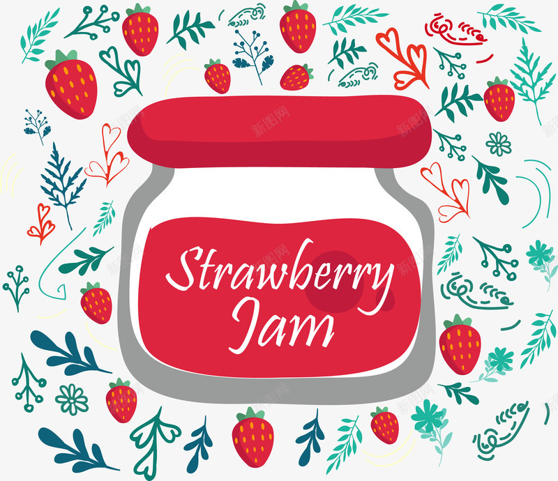 卡通草莓草莓酱png免抠素材_新图网 https://ixintu.com 卡通 植物 水果 瓶子 瓶盖 红色 草莓 草莓酱
