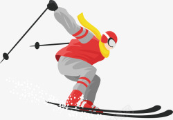 滑雪红色衣服滑雪的人高清图片