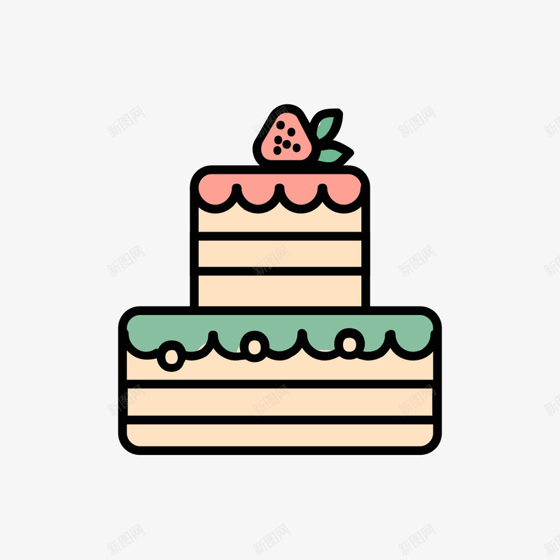 彩色手绘圆角蛋糕元素图标png_新图网 https://ixintu.com 卡通 图标 圆弧 弯曲 彩色 手绘 美食 草莓 蛋糕 食物