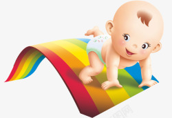 学爬行婴儿彩虹小婴儿高清图片