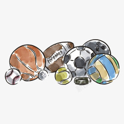 手绘保龄球各种球类手绘色彩画高清图片