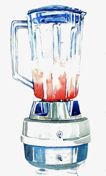 水彩榨汁机png免抠素材_新图网 https://ixintu.com 卡通 小家电 手绘 插画 果汁 榨汁机