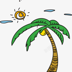 矢量卡通椰树叶椰子手绘椰树矢量图高清图片
