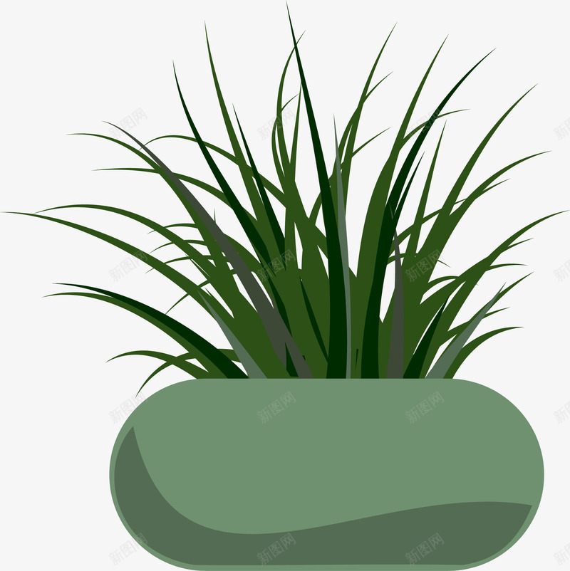 植物盆栽矢量图ai免抠素材_新图网 https://ixintu.com 手绘 绿植 矢量图