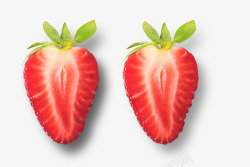 一半草莓切开的草莓元素高清图片