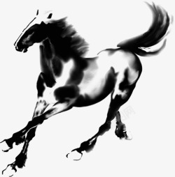 黑色的马水墨画高清图片