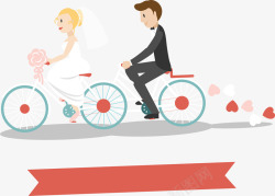 手绘骑单车结婚素材