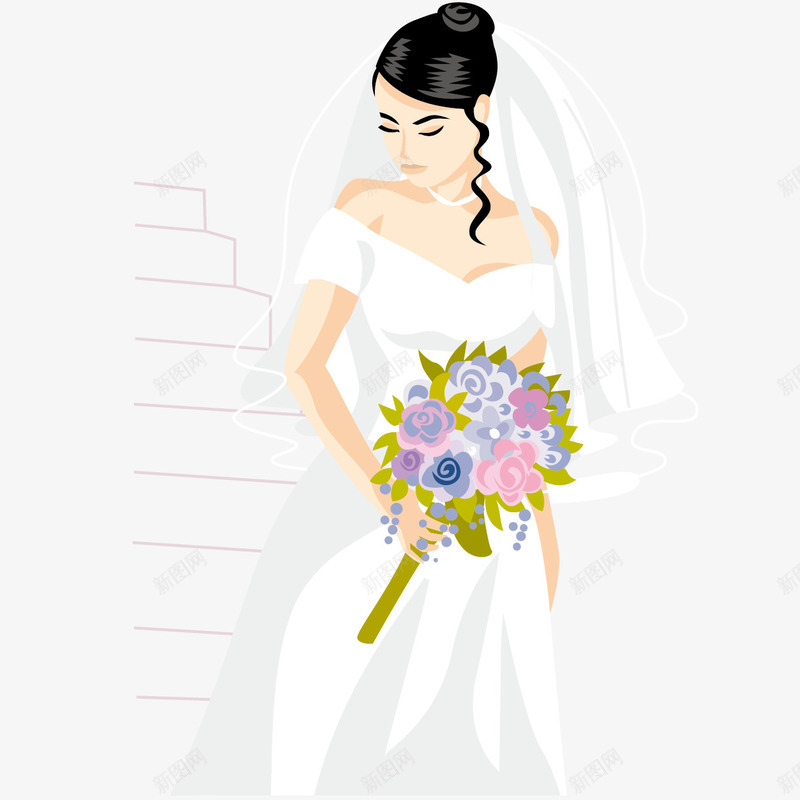 手拿捧花的新娘png免抠素材_新图网 https://ixintu.com 婚纱 幸福 新娘 结婚 美丽
