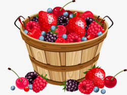 一桶草莓一桶水果草莓覆盆子高清图片