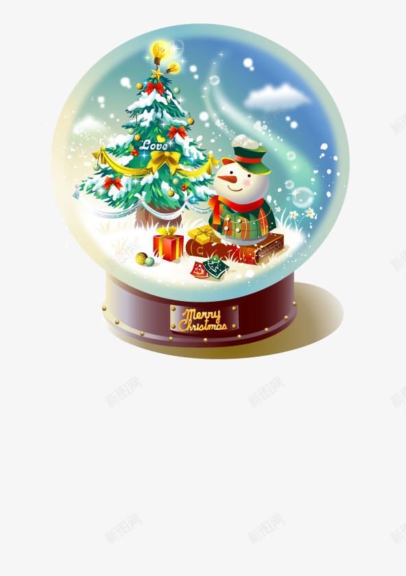 冬季雪景水晶球矢量图ai免抠素材_新图网 https://ixintu.com 圣诞节 节日 矢量图