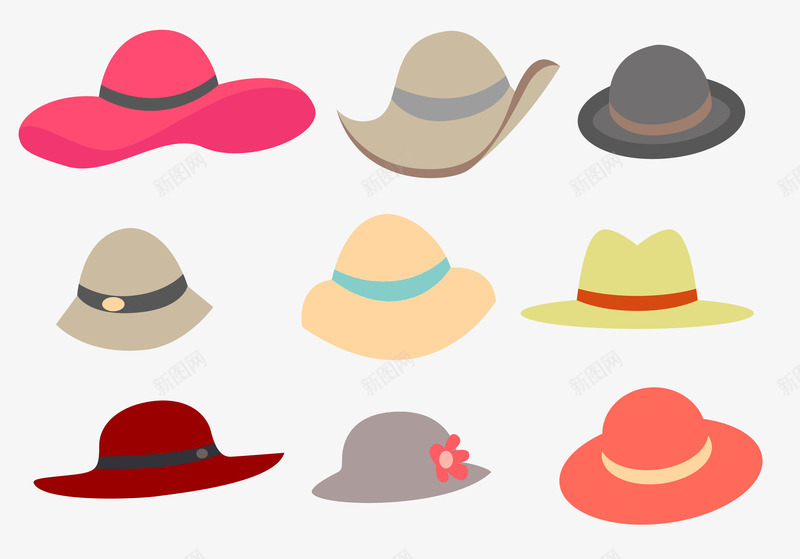 不同款式的帽子png免抠素材_新图网 https://ixintu.com 女士 帽子 款式