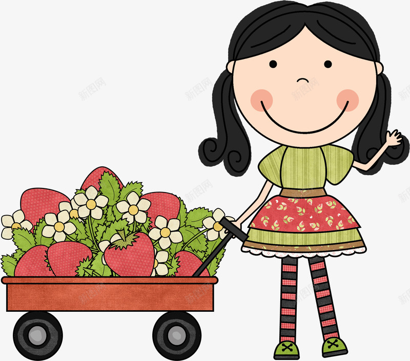 摘草莓的小女孩png免抠素材_新图网 https://ixintu.com 一堆草莓 卡通小女孩 可爱儿童插画 可爱卡通 可爱卡通女孩 小女孩 摘草莓的女生 草莓