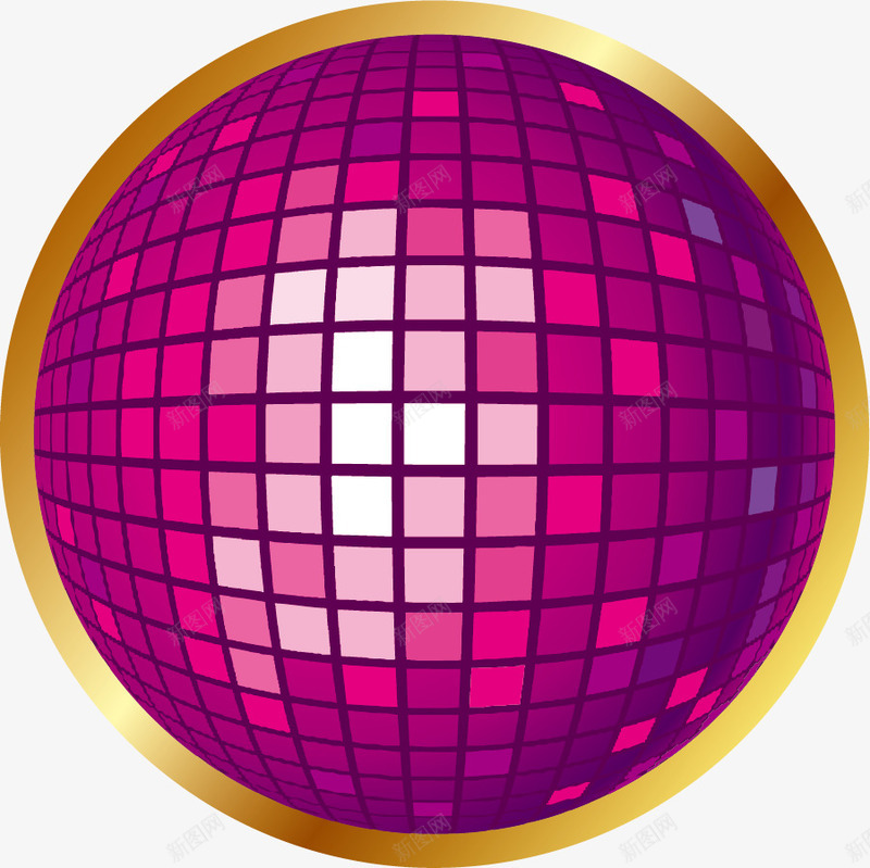 卡通紫色圆球png免抠素材_新图网 https://ixintu.com 免抠PNG 卡通 圆球 方块 渐变 紫色 金边