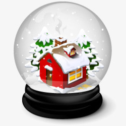 圣诞节小屋水晶球高清图片