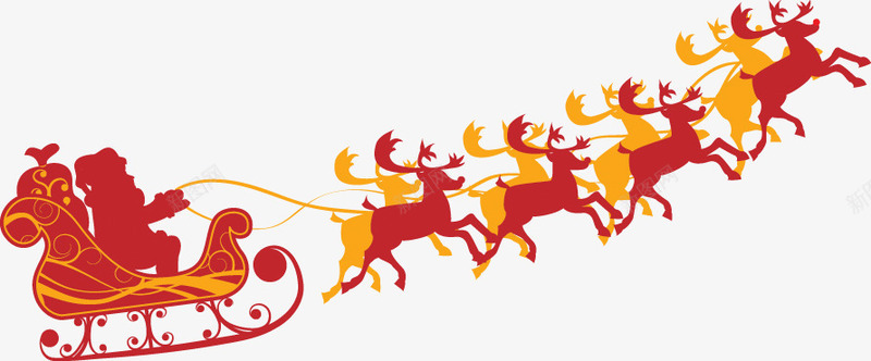 圣诞剪影麋鹿拉车png免抠素材_新图网 https://ixintu.com 剪影 圣诞 拉车 麋鹿