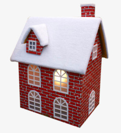 白雪覆盖的红色房子素材