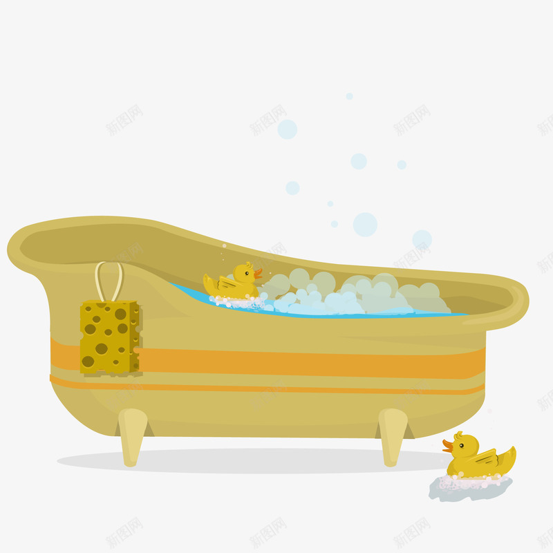 卡通婴儿的浴缸矢量图ai免抠素材_新图网 https://ixintu.com 卡通 婴儿 小鸭子 母婴用品 泡泡浴 浴缸 生活用品 矢量图