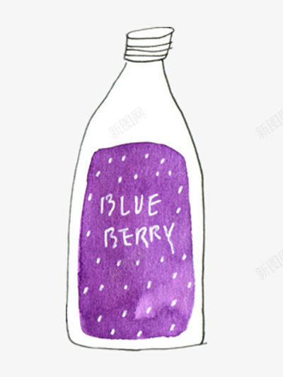 蓝莓果汁png免抠素材_新图网 https://ixintu.com 手绘插画 紫色 蓝莓
