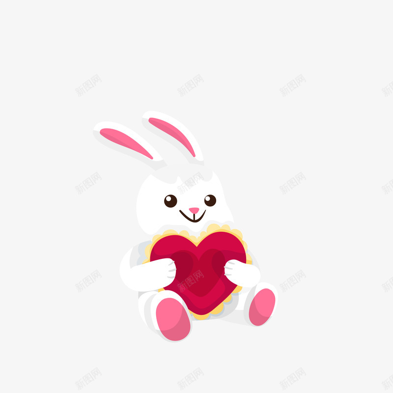 手绘可爱的小兔子玩偶图矢量图ai免抠素材_新图网 https://ixintu.com 卡通的 可爱的 小兔子 小兔子玩偶 爱心 玩偶 玩具 白兔 矢量图