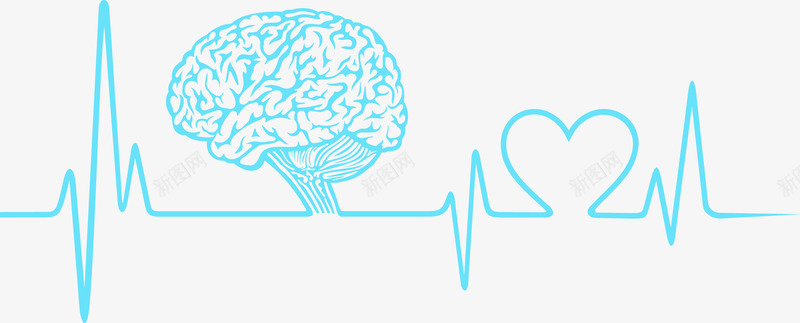 大脑和心电图线的组合矢量图eps免抠素材_新图网 https://ixintu.com 图案 大脑 心电图线 矢量图