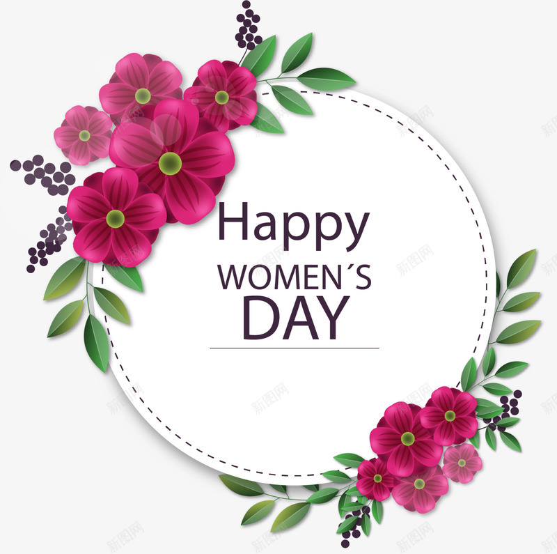 妇女节快乐白色卡片png免抠素材_新图网 https://ixintu.com Day Happy womens 妇女节快乐 白色卡片 花朵装饰