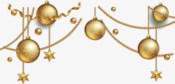 手绘球星手绘金色圣诞球星星图案高清图片