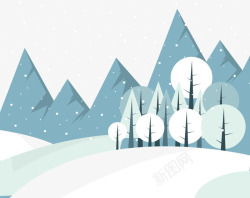山林雪景手绘山林雪景高清图片