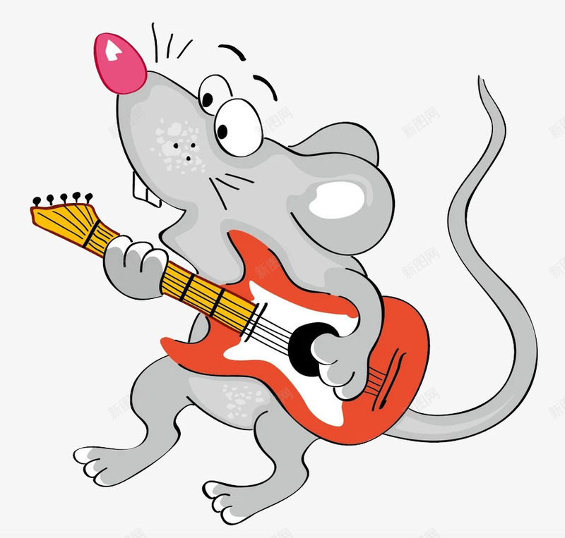 弹吉他的老鼠png免抠素材_新图网 https://ixintu.com 吉他 手绘画 矢量装饰 老鼠 装饰