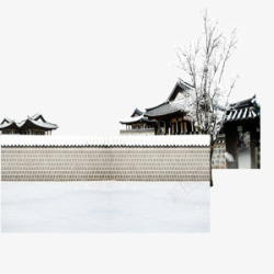 中国风寒冬庭院素材