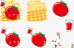 喝番茄汁的西红柿表情矢量图素材