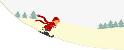滑雪下来的小红帽矢量图素材