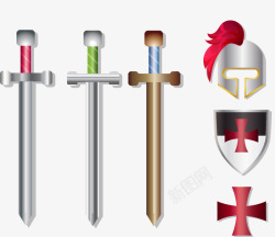 中世纪剑盾标志矢量图素材
