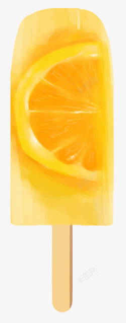 橙子味雪糕手绘橙子雪糕元素高清图片