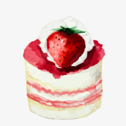 水彩手绘草莓蛋糕素材
