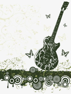 吉他蝴蝶图案素材