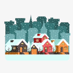 冬季小镇创意雪中的城市房屋高清图片
