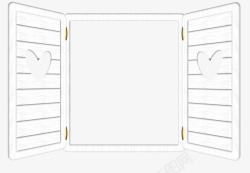 手绘窗子桃心窗户高清图片
