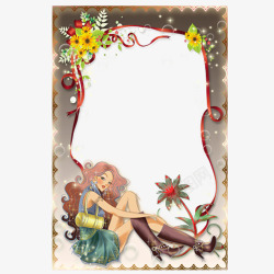 浪漫圣诞节圣诞节漂亮妹子相框高清图片