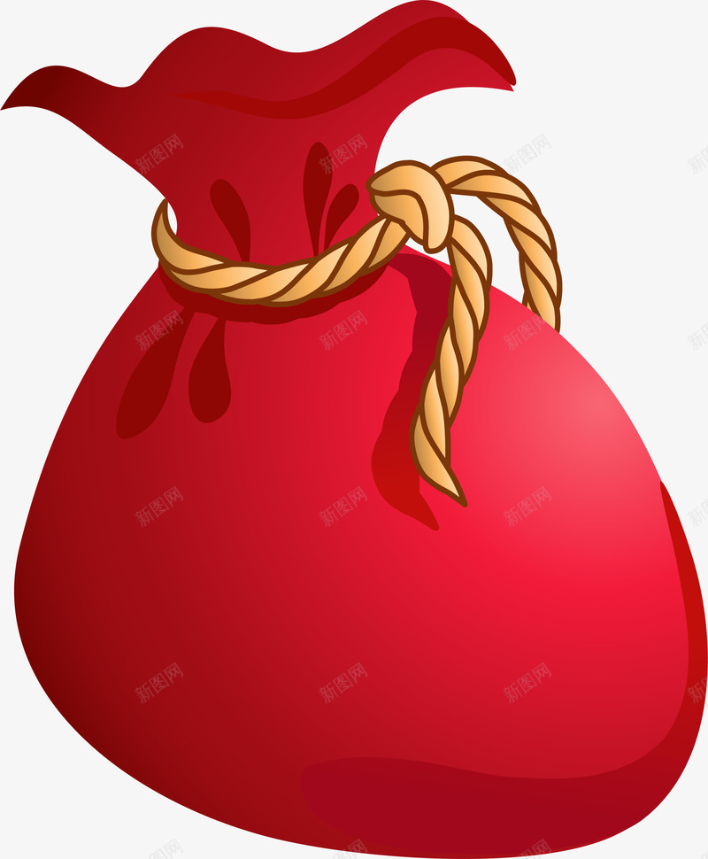圣诞节礼物袋子png免抠素材_新图网 https://ixintu.com 喜庆 圣诞节礼物 圣诞节袋子 礼物袋子 红色包裹 黄色绳子