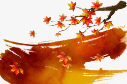 橙色墨水印手绘枫叶高清图片