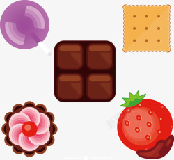 巧克力饼干奶油草莓矢量图素材