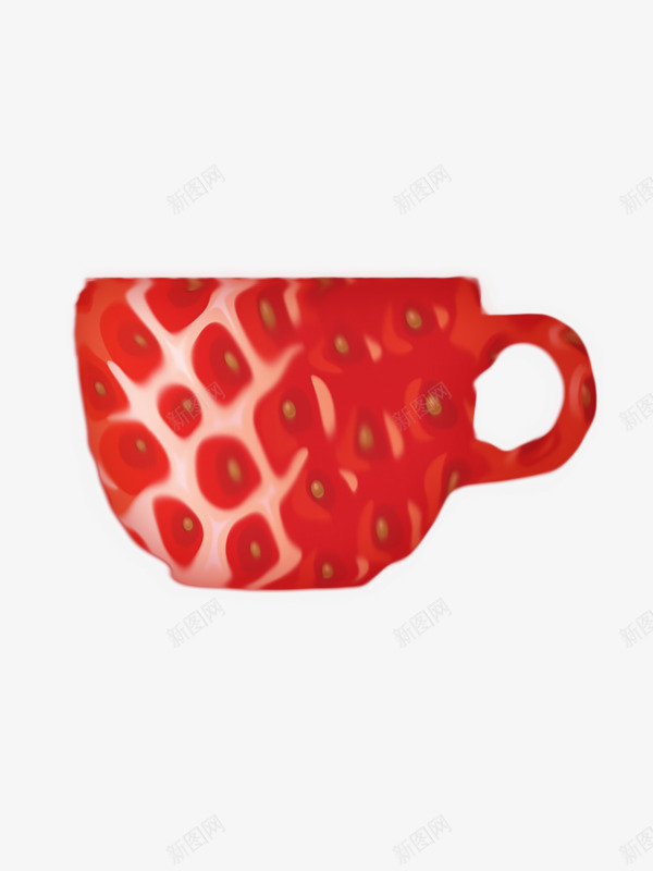 红色草莓杯子png免抠素材_新图网 https://ixintu.com 手绘 杯子 简图 红色 草莓