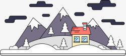 山峰屋顶积雪雪地和山峰矢量图高清图片