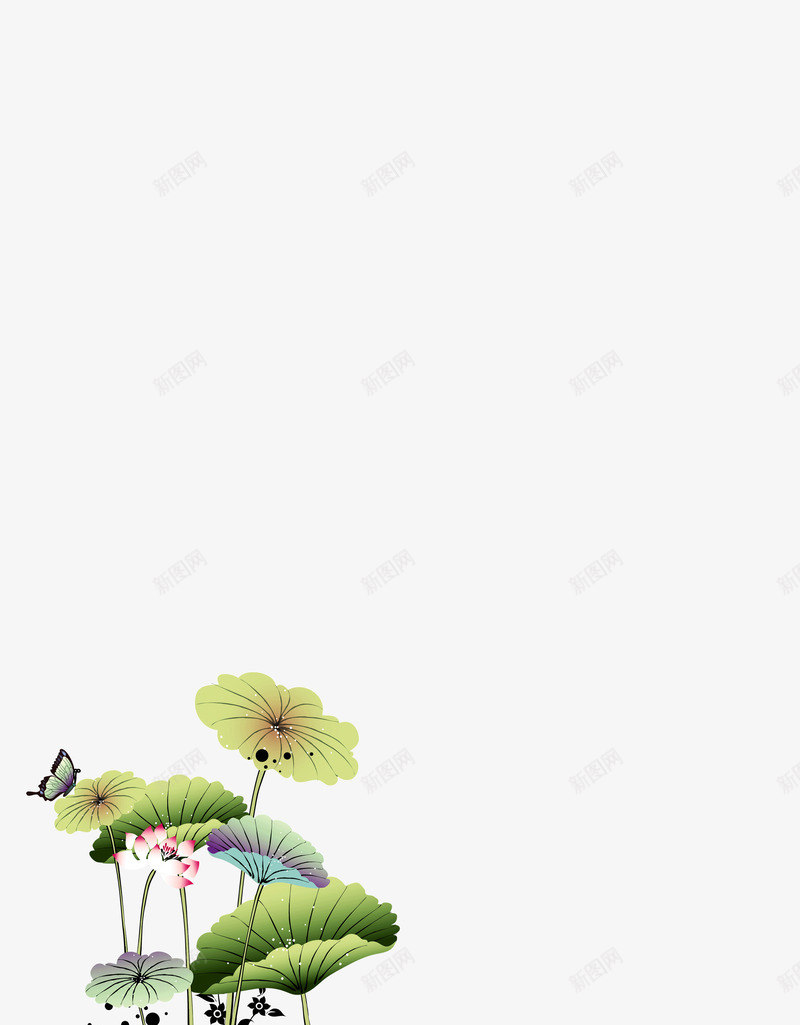 白绿色荷叶png免抠素材_新图网 https://ixintu.com 叶子 白绿色 荷叶