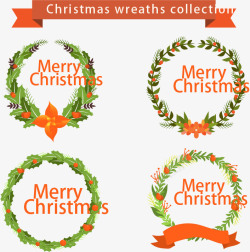 环形标签四个圣诞花环高清图片