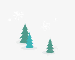 雪地树木扁平化圣诞树高清图片
