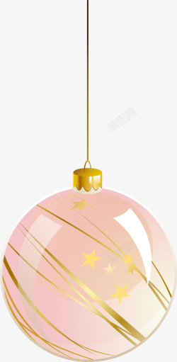 条纹圣诞球圣诞节粉色圣诞球高清图片