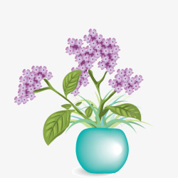 紫色花卉盆栽矢量图素材