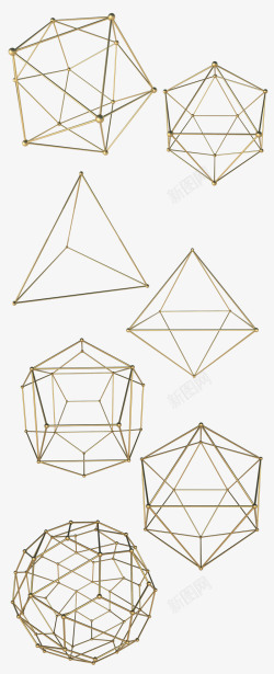 钻石线条简笔线条六边形三角形高清图片